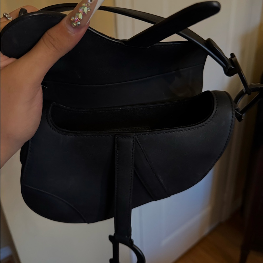 Christian Dior Black Ultramatte calfskin Leather Mini Saddle Bag - Picture 6 of 7
